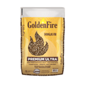 Bag of Golden Fire premium wood heat pellets on a white background