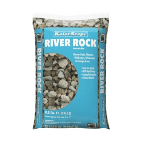 Old Castle KolorScape River Rock Pebbles for lawn and garden, showing colorful rounded stones used in landscaping projects.