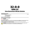 Statesman UAN-32-00-00 Urea Ammonium Nitrate fertilizer solution in a large container, used for agricultural fertilization.