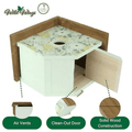 Wooden birdhouse with floral design on a white background, featuring Wild Wings branding.