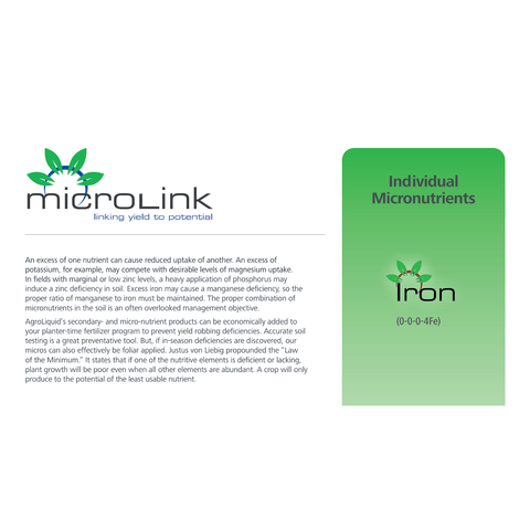 AgroLiquid Iron Liquid Fertilizer in a container, used for enriching soil with essential iron nutrients for healthy plant growth.
