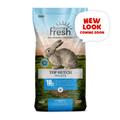 Blue Seal Home Fresh® Top Hutch Rabbit Feed in a 50 lb bag, small animal supplies with a close-up of the packaging and product branding.