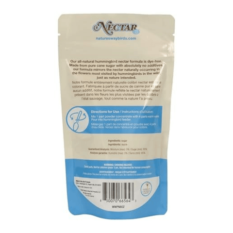 Wild bird hummingbird nectar powder concentrate in an 8 oz package by Bradley Caldwell Inc, ideal for attracting hummingbirds.