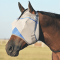 Cashel Wounded Warrior Crusader fly mask for Arabian or small horses, blue color, offers UV protection and fly relief.