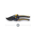 Gardening pruner with measurement label on a white background