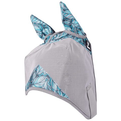 Cashel Crusader patterned fly mask with ears for horses, featuring breathable mesh and adjustable straps for comfort and protection.