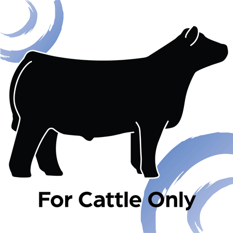 image of an all black cattle graphic on a white background with a blue swirl