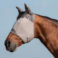 Cashel Crusader patterned fly mask with ears for small pony, American Wave design, made for horse protection and fly prevention.