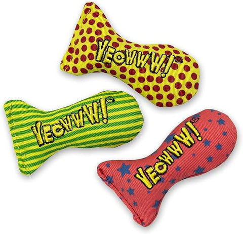 Three Yeowww Sardine Catnip Cat Toys