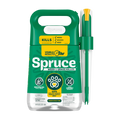 Spruce 64 oz manual weed and grass killer bottle for lawn and garden weed control, with sprayer nozzle attached.