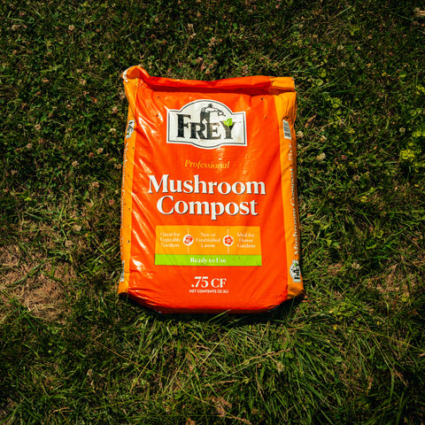 Bag of Frey Mushroom Compost on grass