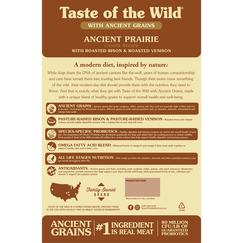 Taste of The Wild Ancient Prairie with Roasted Bison & Roasted Venison Dog Food