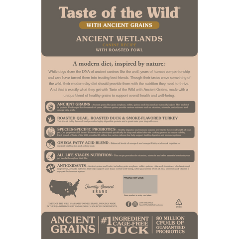 Taste of The Wild Ancient Wetlands Canine with Roasted Fowl Dog Food