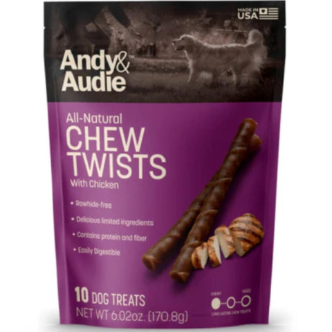 Andy & Audie All-Natural Long Lasting Chicken Twists Dog Treats 