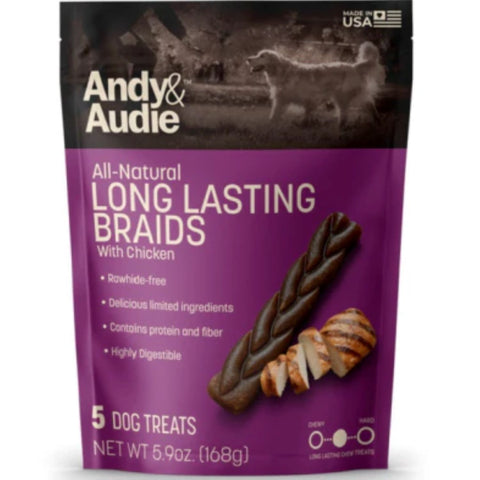 Andy & Audie All-Natural Long Lasting Chicken Braids Dog Treats