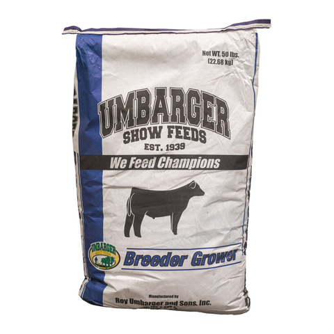 One 50 lb. bag of umbarger breeder grower calf feed