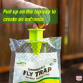 Rescue outdoor disposable fly trap with water-activated lure for effective fly control, shown with trap and water inside.