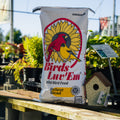 Wild bird seed blend by Birds Luv 'Em, featuring a colorful mix of seeds in a clear container for attracting wild birds.