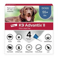 K9 Advantix II Flea and Tick treatment for large dogs over 55 lb, four-dose supply, showing the packaging and applicator.