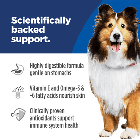 Hill's Science Diet adult dog food with chicken and barley, designed for sensitive stomach and skin health.