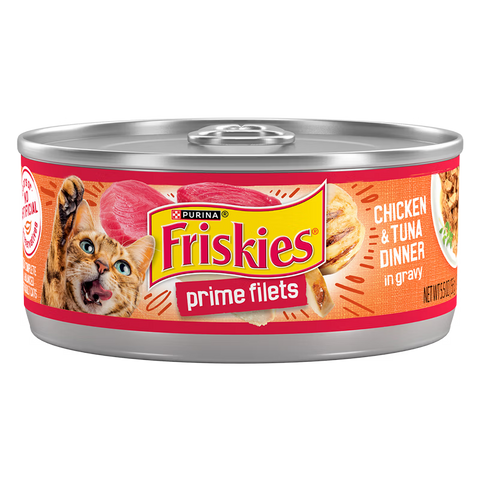 Friskies Prime Filets Chicken & Tuna Dinner in Gravy Canned Cat Food