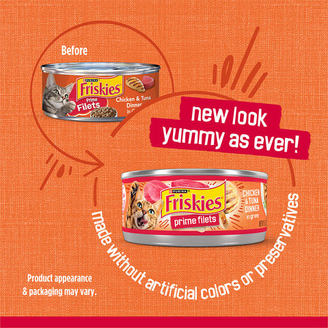 Friskies Prime Filets Chicken & Tuna Dinner in Gravy Canned Cat Food