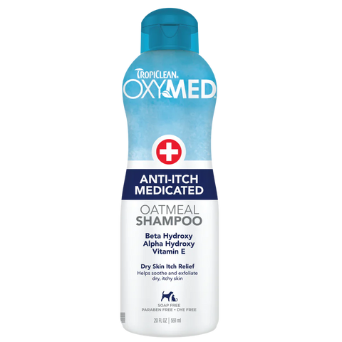 TropiClean OxyMed® Medicated Anti-Itch Shampoo for Dogs & Cats – 20 oz