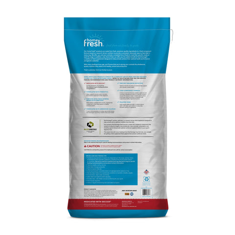 Kent Feeds Home Fresh Goat Grow & Finish 18DQ medicated pellet bag for goats and sheep, 50 lb. size.