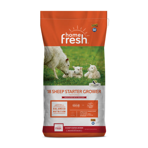 Kent Feeds Home Fresh 18 Sheep Starter Grower medicated sheep feed bag, 50 lb, with nutritious grains for healthy sheep growth