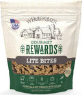 Bradley Caldwell Inc Wholesomes Gourmet Rewards Lite Bites dog treats in a 3lb bag, showing colorful, bite-sized treats for dogs.
