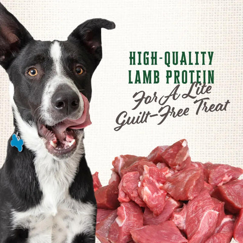 Dog treats in a 3lb bag, Wholesomes Gourmet Rewards Lite Bites by Bradley Caldwell Inc, featuring bite-sized, healthy dog snack pieces.