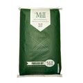 The Mill Bel Air Stock Grower Cattle Feed in a green bag, featuring branding and product details for livestock nutrition.