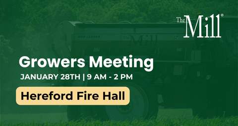 Advertisement for a Growers Meeting at Hereford Fire Hall with event details.