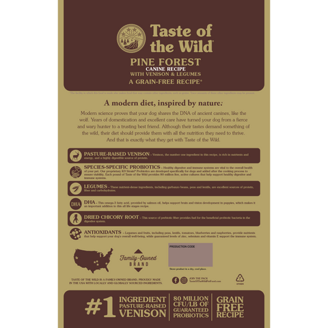 Taste of The Wild Pine Forest Canine Formula with Venison & Legumes