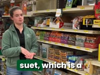 employee explaining best suet cakes for the winter