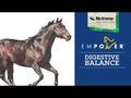 An informational video on 
Nutrena Empower Digestive Balance Horse Supplement with a dark brown horse on a white and blue background. This link leads to YouTube.com.