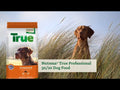 An informational video of 
Nutrena True Professional 30/20 Dog Food with a dog standing in a grassy field. This link leads to YouTube.com.