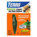Terro Liquid Ant Bait Stakes in a green and orange package with a white background