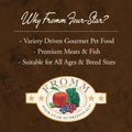 Fromm® Duck À La Veg® dog food bag featuring the colorful packaging with a picture of a happy dog and ingredients.