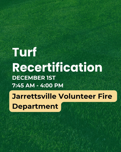 Promotional flyer for the turf recertification at jarrettsville volunteer fire department