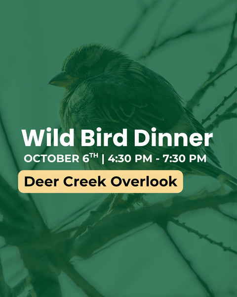 A promo for the wild bird dinner event for the mill with a bird with a green background