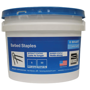 Barbed fence staples- 1.75 inch, 8 pound bucket