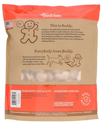 Buddy Biscuits Peanut Butter Oven Baked Dog Treats Label