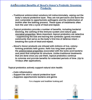 Benefits of Probiotic Grooming Product sheet