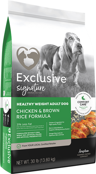 Exclusive Healthy Weight Adult Dog Food, Chicken & Brown Rice Formula 15LBS