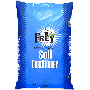 Blue bag of Frey Brothers Organic Pine Soil Conditioner