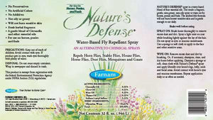 Farnam Natures Defense Natural Fly Repellent Label