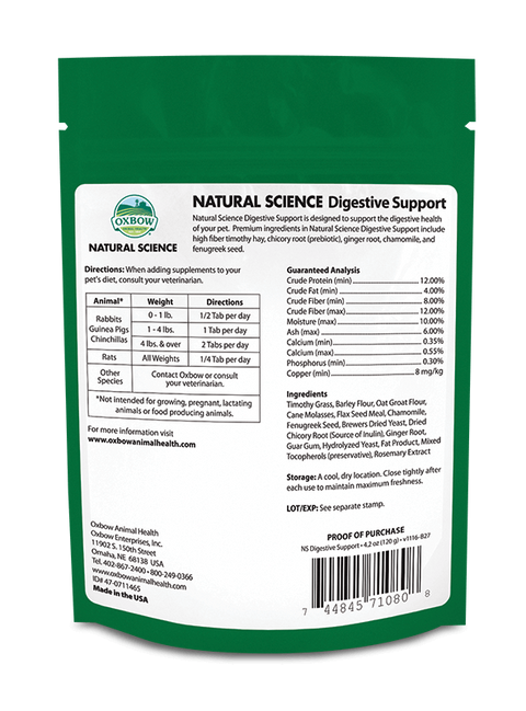 Oxbow Natural Science Digestive Support Ingredients