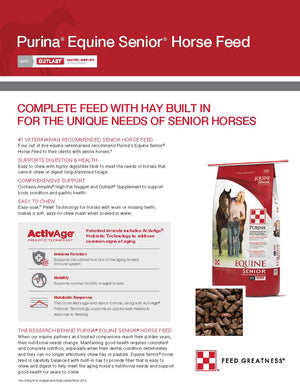 Purina equine senior horse feed nutrition information