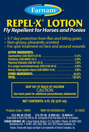 Farnam Repel-X Lotion Fly Repellent Label